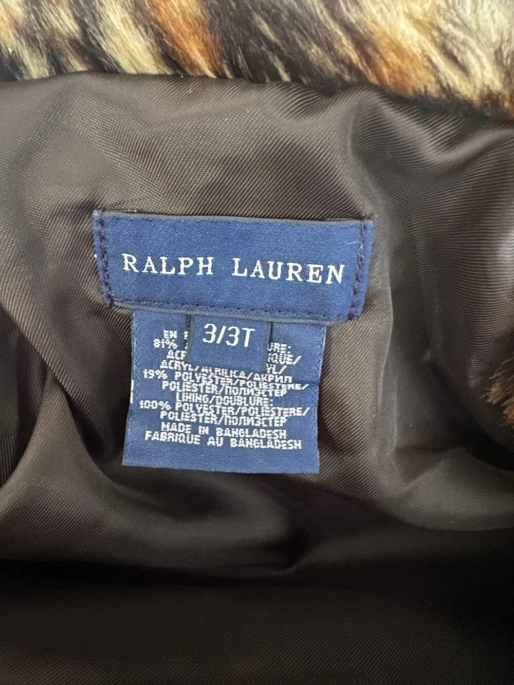 Ralph Lauren animal print faux fur peacoat